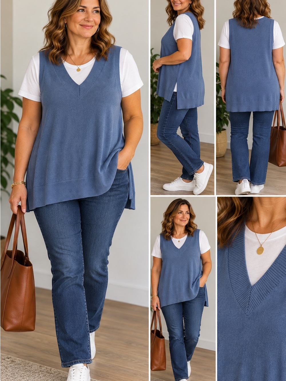 Ricki's Slate Blue V-Neck Sleeveless Knit Tunic Vest